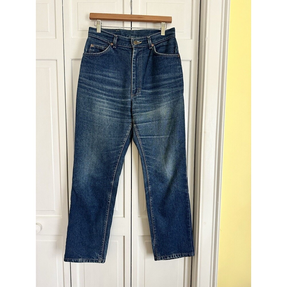 Vintage 80's Woman's Lee High Waisted Denim Blue Jeans size 12 Waist 28”